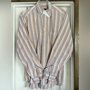 Ermenegildo Zegna Blue and Red Striped Casual Shirt